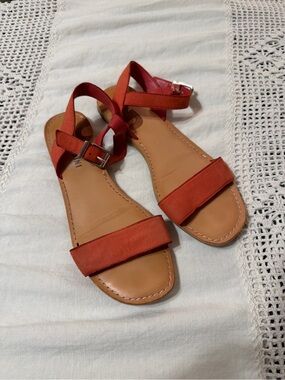 Gianni Bini Red-Orange Ankle Strap Sandals